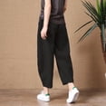 thumbnail image 2 of KDFJPTH Women's Solid Lantern Pants Elastic Waist Casual Harem Trousers Black L/2, 2 of 5
