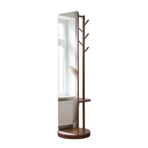 70"x19"Full Length Mirror with Stand,Coat Rack with Mirror,Solid Wood Floor Mirror,Swivel Mirrorfor Bedroom, Living Room, Cloakroom