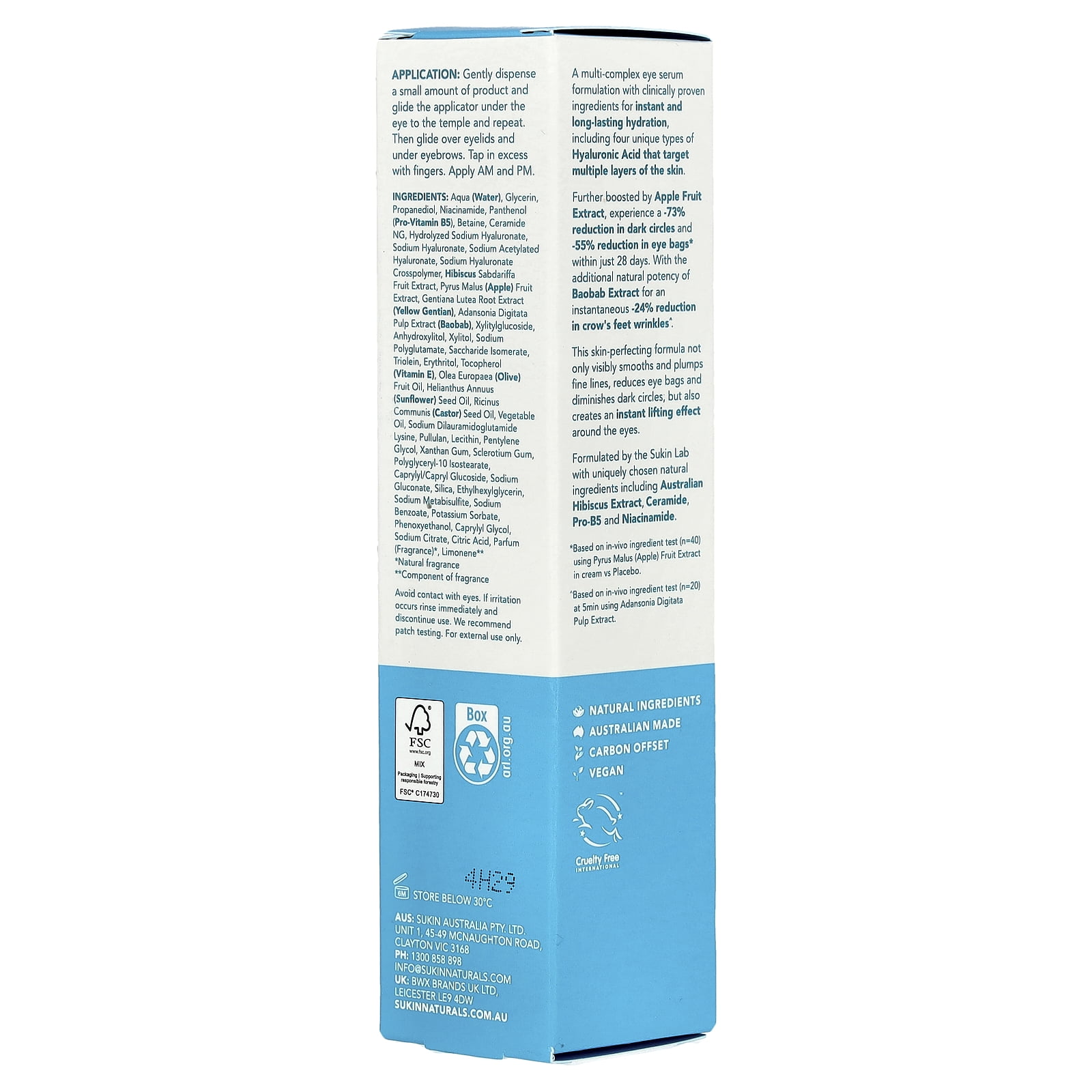 Sukin AquaBoost 3D, Hyaluronic Acid Eye Serum, 0.51 fl oz (15 ml)