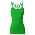 thumbnail image 2 of URBAN DAIZY Women's Seamless Triple Criss Cross Front Cami Top Lattice Strappy Tank Spaghetti Strap Camisole Undershirt A33_6660 Bright Green 1X/2X, 2 of 7