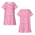 thumbnail image 5 of Lafuoo Snowflake pink backgrounds Pattern Women's Short-sleeved Nightdress, Knee-length Pullover Nightgown, Summer Home Wear-3X-Large, 5 of 8