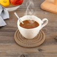 thumbnail image 3 of Posavasos de 6 piezas para bebidas, elegantes posavasos tejidos trenzados hechos a mano (4,3 pulgadas), posavasos redondos 100% algodón súper absorbentes y resistentes al calor, gran H, 3 of 5