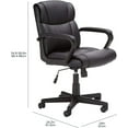 thumbnail image 3 of Office Computer Task Desk Chair with Padded Armrests, Mid-Back, Adjustable, 360 Swivel, Rolling, 275 Pound Capacity, 24.2"D x 24"W x 34.8"H, Black Faux Leather, 3 of 11