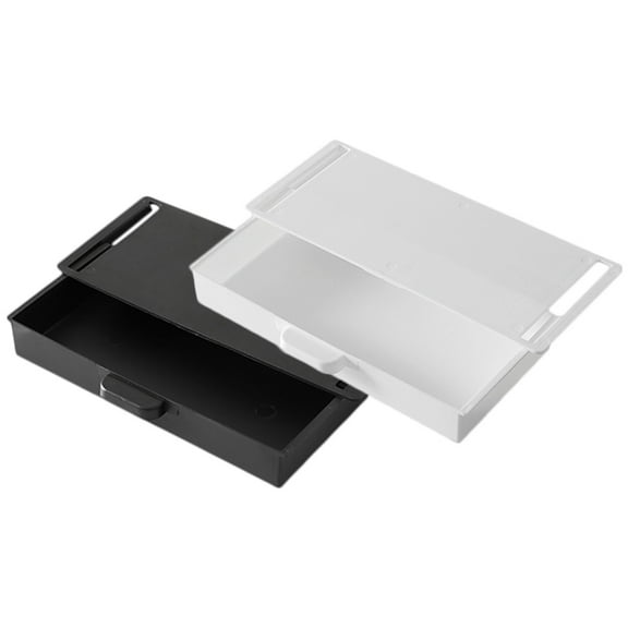 Soimiss 2Pcs White Under Desk Drawer Storage Organizer Box for Office and Home Use