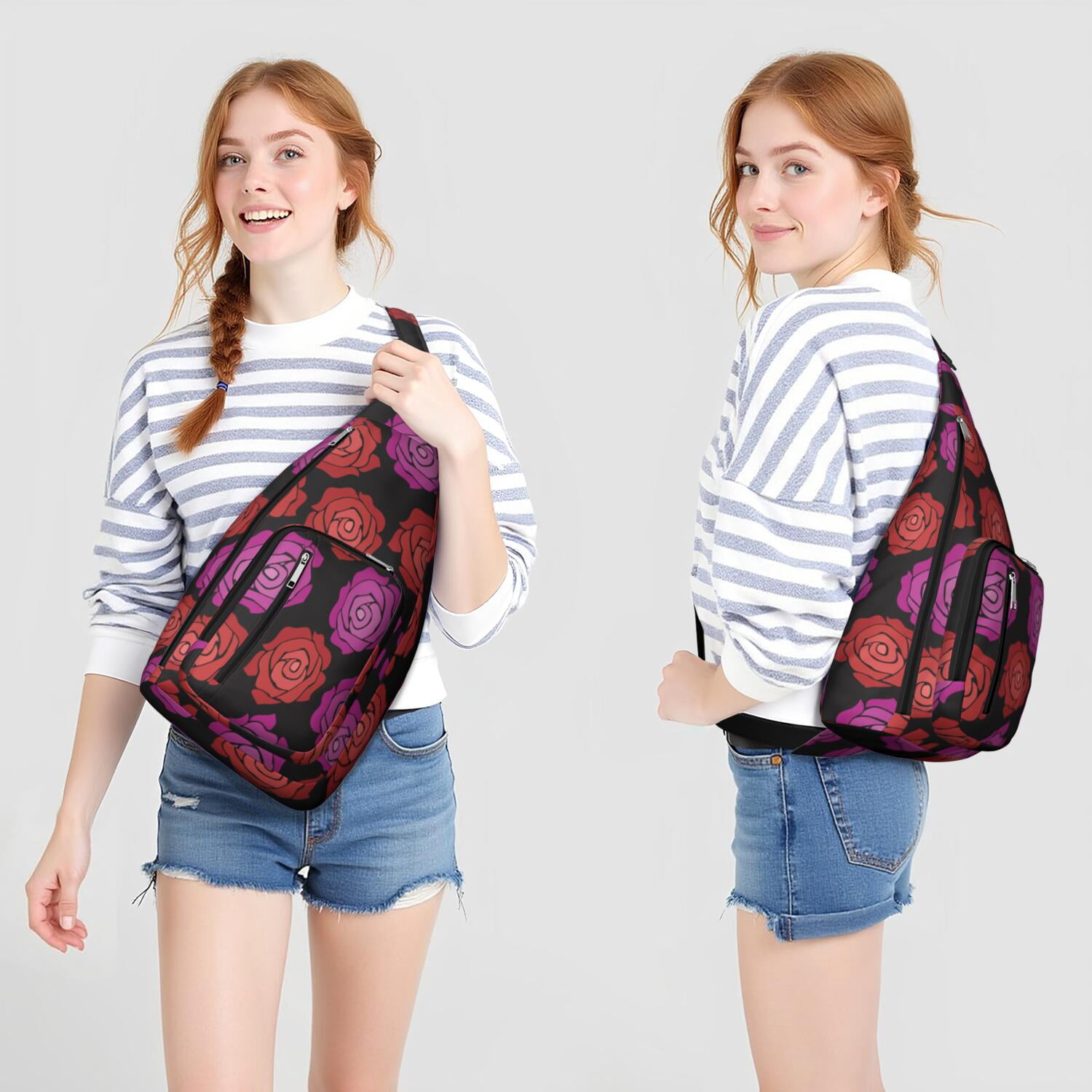 Durable Breathable Sling Bag with Sunflower Pattern for Tactical Use