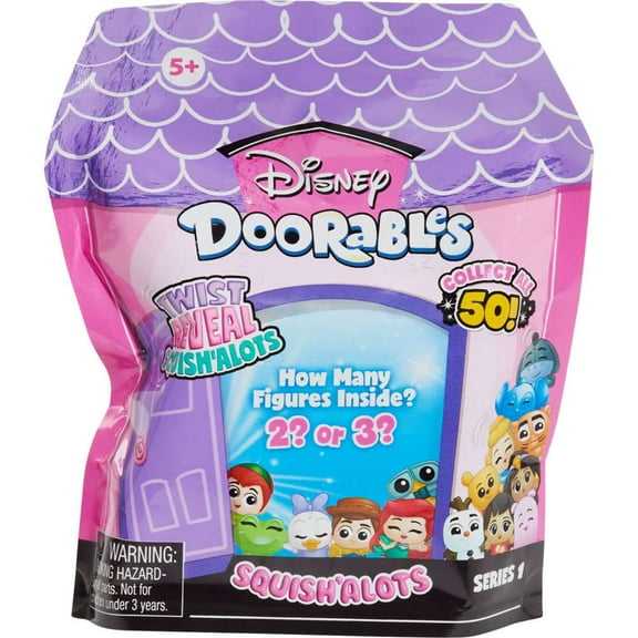 Disney Doorables Squish'Alots Blind Bags - Bundle with 3 Squishalots Doorables Mini Figures for Kids, Adults Plus Stickers | Disney Squishy Mini Figures