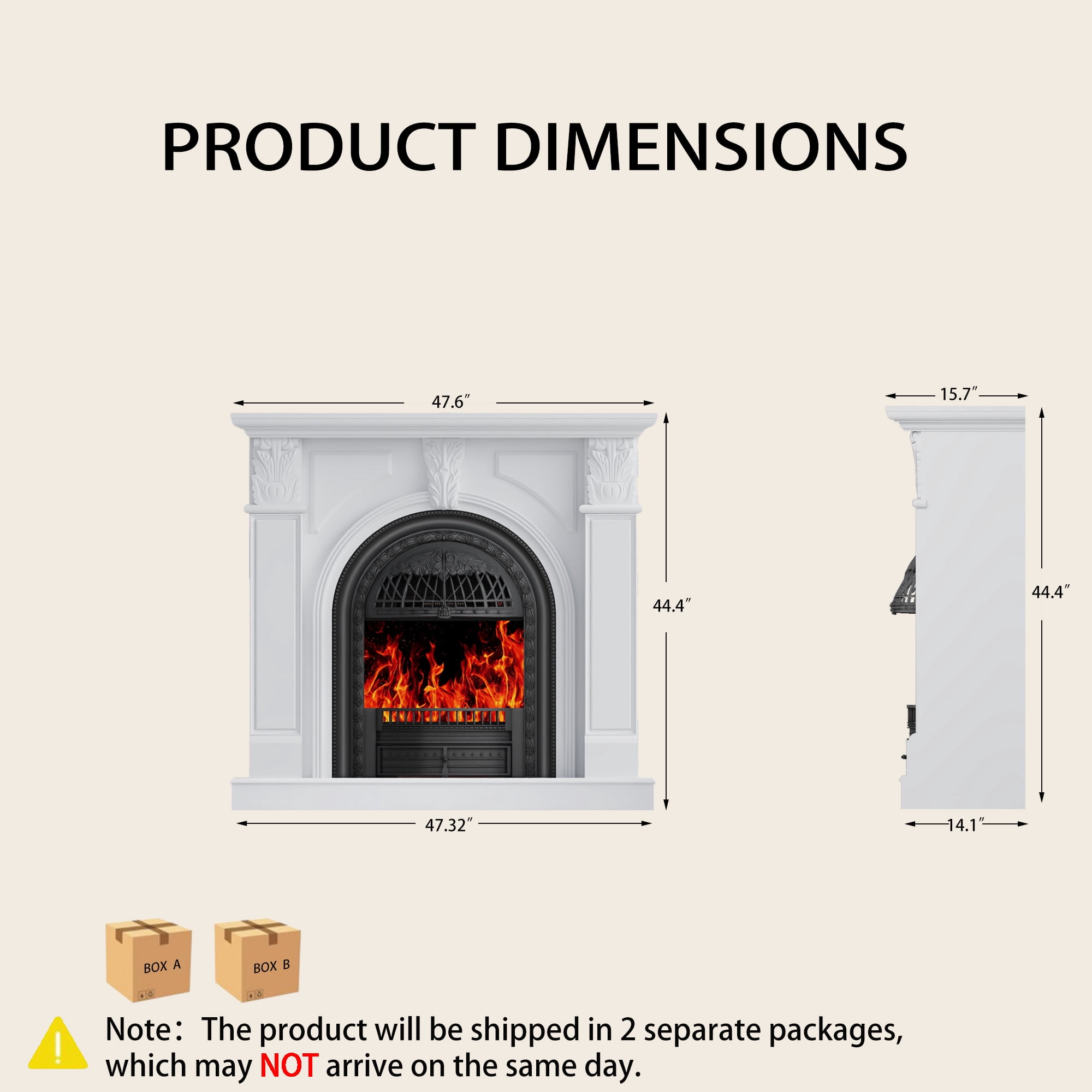 BOSHIRO Electric Fireplace with Mantel, 48 Inch Fireplace Tv Stand with Birdcage Fireplace Heater for Bedroom, Entryway Decor