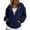 Navy, variant on Loose Fit Half Zip Pullover Hoodie for Women, Long Sleeve Sweatshirt with Front Pocket, Cozy Casual Fall Winter Tops
