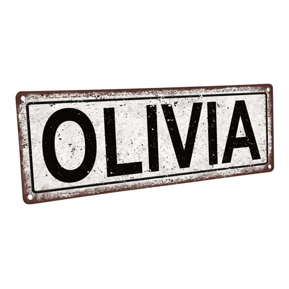 Olivia 4"x12" Metal Sign, Wall Décor for Kids Room and Nursery