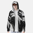 thumbnail image 2 of Balery Fluid Black White Paint Swirls Sudadera ligera de manga larga con capucha y protección solar UPF 50+ para hombre y mujer, ideal para pesca y running-Small, 2 of 7