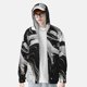 thumbnail image 2 of Fotbe Fluid Black White Paint Swirls Chaqueta con Protección Solar UPF 50+ para Hombre y Mujer, Camisa con Capucha y Bolsillos-Small, 2 of 7