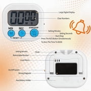 2 Pack Digital Kitchen Timer, Big Display Cooking Timer with Loud Alarm, Magnetic Back and Stand, Electronic Timer for Baking, Classroom, Gym, White