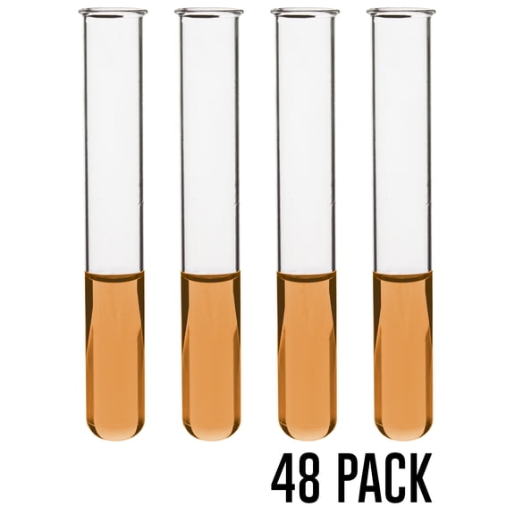 48PK Test Tubes, 7ml - Borosilicate 3.3 Glass - 1mm Thick Walls, Beaded Rim - Superior Heat & Chemical Durability - 3" Tall, 0.5" Diameter - Eisco Labs