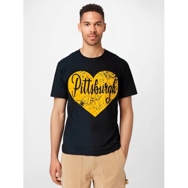 Camiseta de algodón suave con el corazón de Pittsburgh para hombre, transpirable, cómoda, informal, deportiva, ideal para Halloween y Navidad. Ideal para adultos, hombres, mujeres, adolescentes y jóve