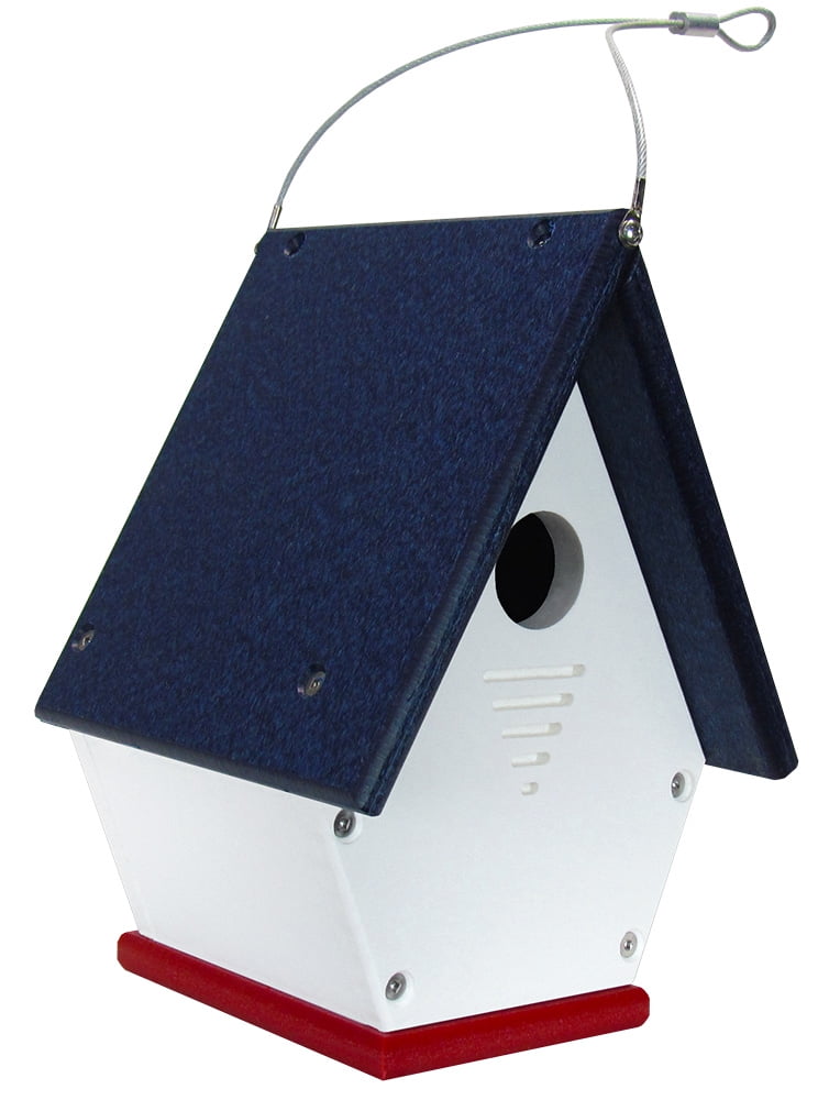 JCs Wildlife American Made Red All Poly White and Blue Wren Chateau Birdhouses 