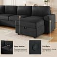 thumbnail image 5 of Miekor Furniture 103.9" Sectional Sofa Convertible Sectional Sofa U-shaped Sofa with Two Storage Chaise Lounges and Four USB Ports for Living Room, Black MK6188, 5 of 12