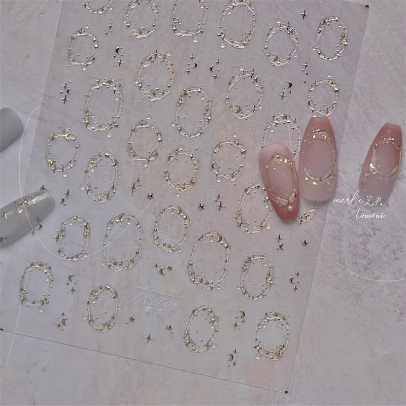 1pcs Jelly Nail Stickers Shiny French Ice Crystal Stars Love Self Adhesive Stickers For Nails DIY Valentine's Day Decorat Decals