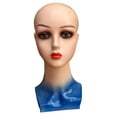 thumbnail image 2 of Cabeza de Maniquí Calva Femenina jinwen Soporte para Peluca Tela Azul, 2 of 8