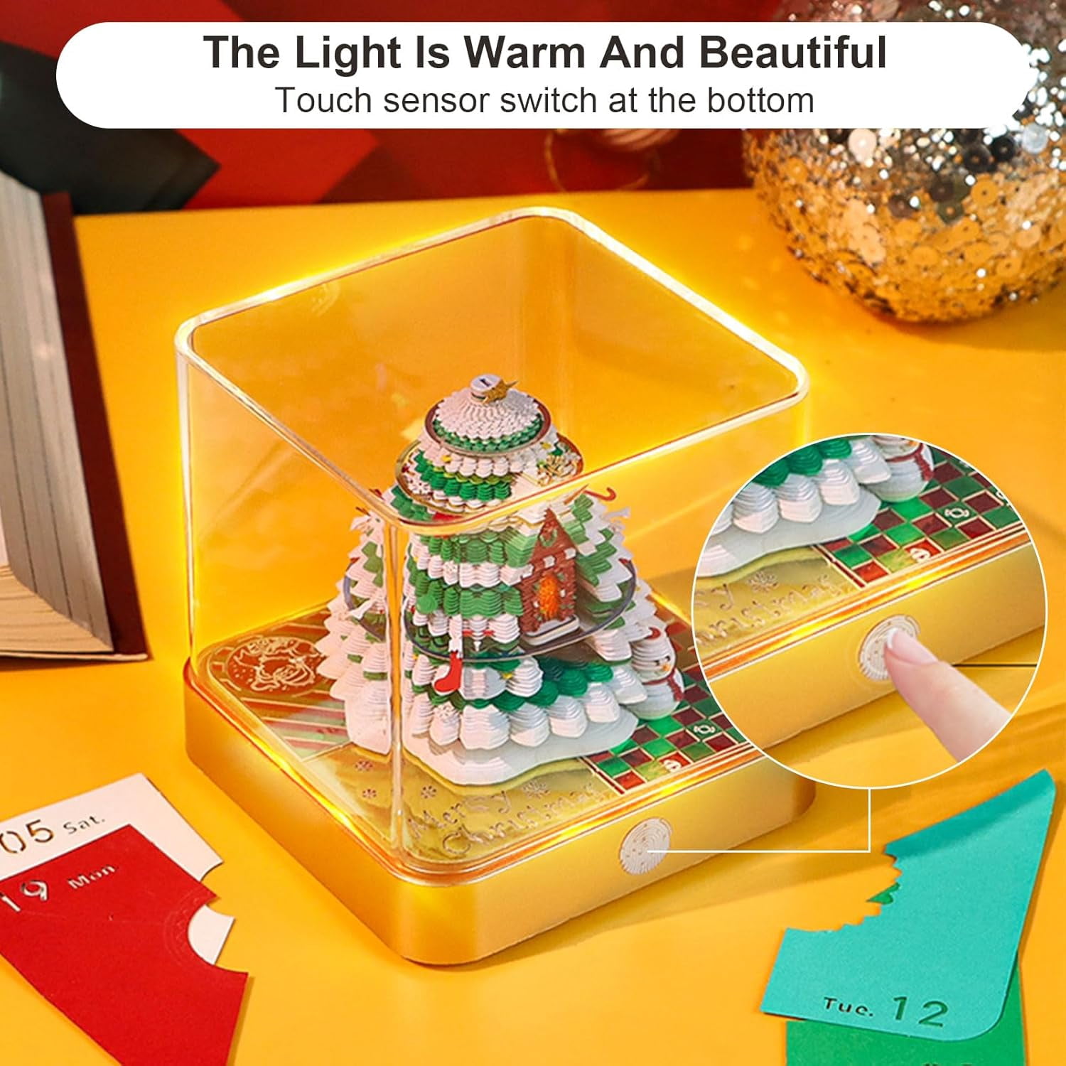 2026 Desk Calendar Colorful Lights Christmas Tree, 3D Sticky Notes Non-stick Post-it Note School Office Family Stress Reduction Calendar Best Gifts(Christmas Tree)