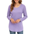 thumbnail image 3 of Womens Casual Long Sleeve Shirt Crewneck Twist knit Loose Tunic Tops, 3 of 7