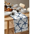 thumbnail image 3 of Navy Blue Starfish Coastal Burlap Cotton Table Runner 13x48 Inches Long, Nautical Summer Beach Sea Farmhouse Table Runners, Outdoor Dining Tablecloths Decor for Baby Shower/Party/Wedding, 3 of 6
