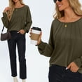 thumbnail image 4 of WBQ Womens Long Sleeve Tops Crew Neck Casual Pleated T Shirts Fashion Dressy Tunic Blouses, 4 of 7