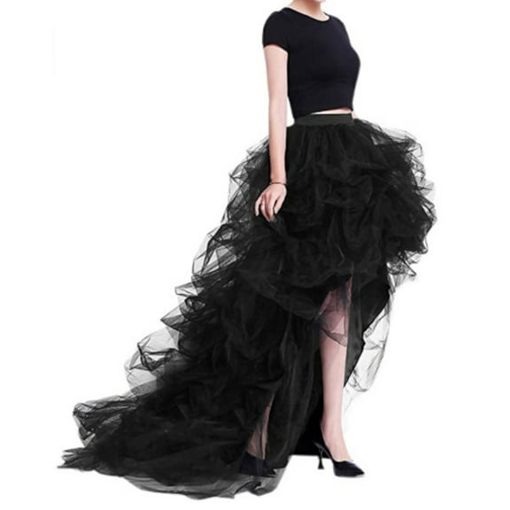 SDFGTstore Maxi Mesh Tulle Skirt Women,Floor Length Overlay Long Tutu Skirts Casual High Waist High Low Layered Skirt Gifts