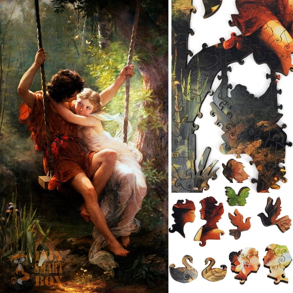 Wooden Jigsaw Puzzles for Adults with Uniquely Shaped Pieces - made in USA by FoxSmartBox - 350 Pieces - Springtime