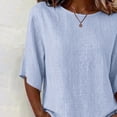 thumbnail image 4 of Neewe Women's Summer Casual Crewneck Half Sleeve T-Shirts Plain Loose Fit Cotton Linen Basic Tops Tees Blouses, 4 of 8