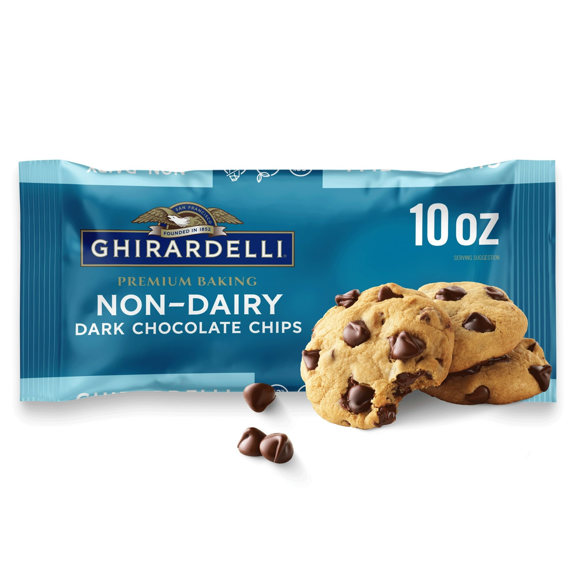 GHIRARDELLI Non-Dairy Dark Chocolate Chips for Baking, Premium Baking Chips, 10 oz Bag