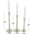 thumbnail image 3 of DecMode 3 Candle Silver Aluminum Metal Tapered Candle Holder, Set of 3, 3 of 7