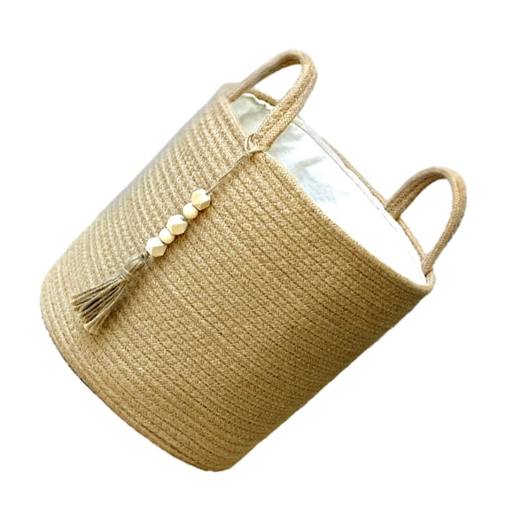 Matsuzay Cesta de almacenamiento hermosa y a la moda, mejora la decoración del hogar, cesta de ropa sucia de cuerda de algodón bien tejida sin Almacenamiento y organización del hogar yute con forro S