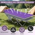 thumbnail image 4 of DKMOCO XL Folding Camping Cot with Mattress & Carry Bag, 28" x 75" 500lbs Heavy Duty Portable Sleeping Cot Bed for Adults, Home Office Guest Outdoor Camping Travel, Gray Cot Purple Gray Pad, 4 of 8