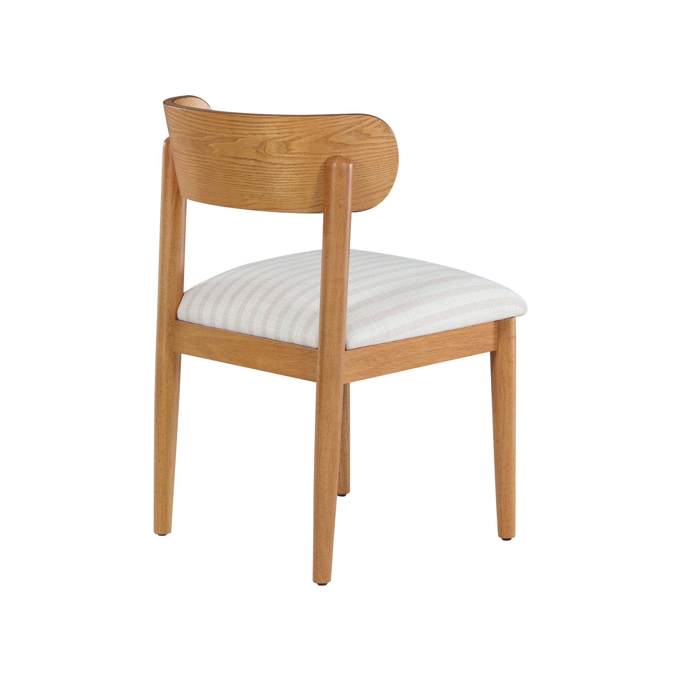 Beautiful Drew Dining Room Chair by Drew Barrymore, Warm Honey Finish with Striped Fabric, Set of 2