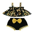 thumbnail image 1 of Baby Girls Ruffle Sunflower Halter Crop Top Solid Tassels Shorts Summer Outfits, 1 of 6