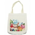 thumbnail image 1 of Tropical Tote Bag, Flowers and Butterflies with Ice Cream Berry Sauce and Chocolate Dessert Summer, Cloth Linen Reusable Bag for Shopping Books Beach and More, 16.5" X 14", Cream, by Ambesonne, 1 of 2
