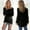Black, variant on Women's Fluffy Fuzzy Jumper Sweater Solid Color Long Sleeve Round Neck Tops Casual Loose Fit Sweater