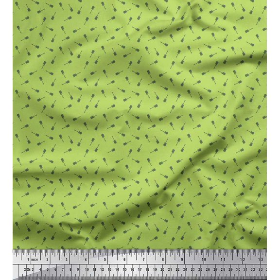 Soimoi Velvet Fabric Guitar Shirting Decor Fabric Printed Yard 58 Inch Wide