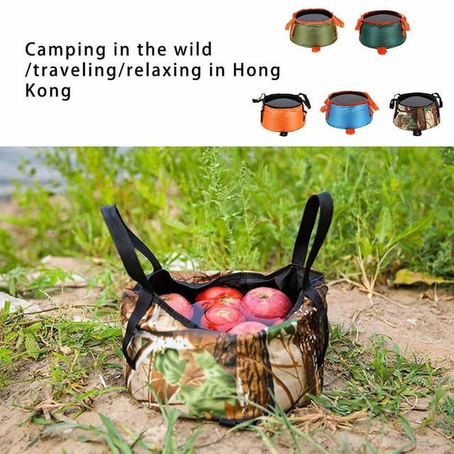 Ruiboury Fishing Bucket Folding Barrels Carrier Bag Fine Workmanship Long-lasting Multifunctional Wear-resistance Polyester Blue