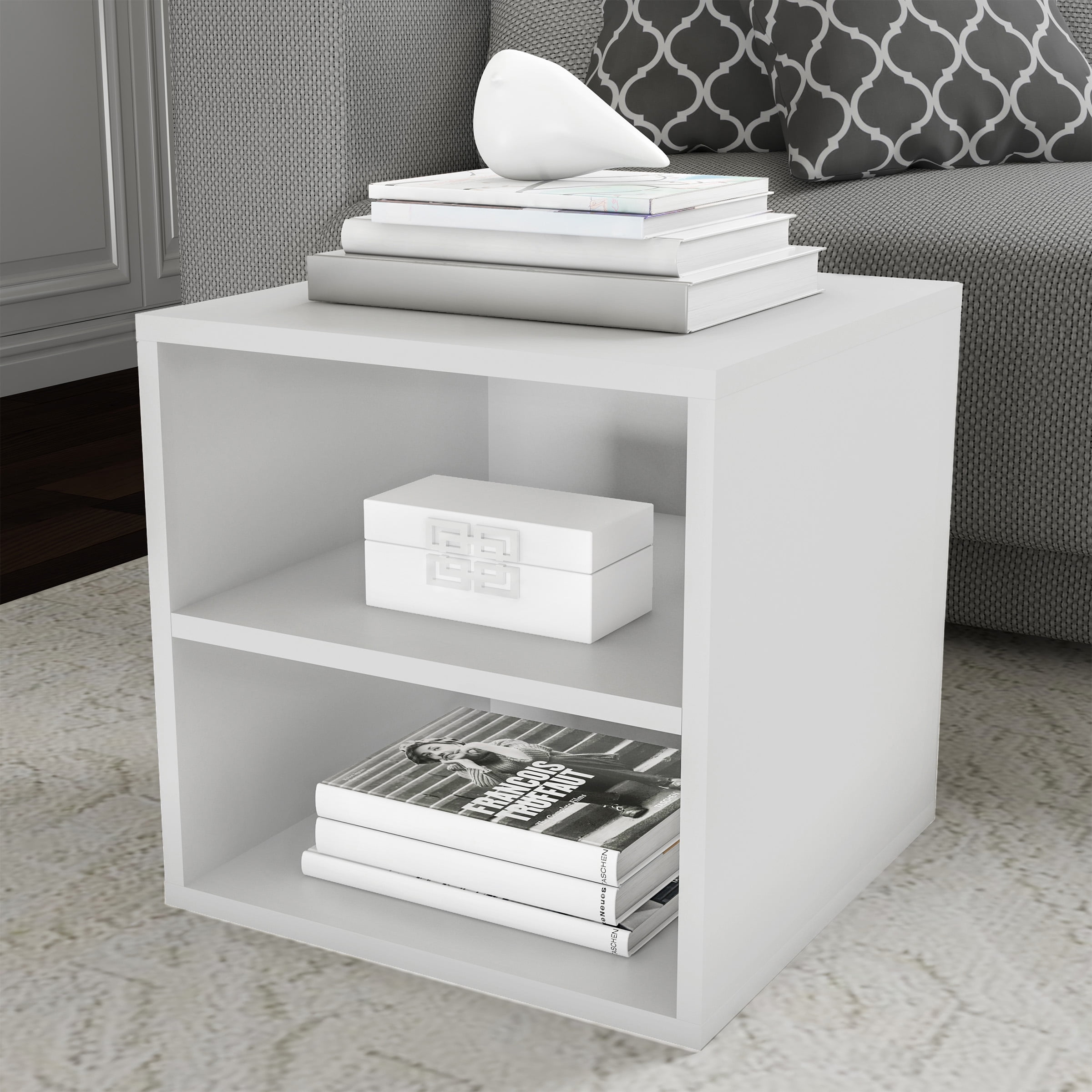 Somerset Home Cube End Table 2Shelf Modular Design, White Walmart
