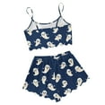 thumbnail image 4 of Tnhcen Women's Halloween Spider Web Pajama Set Cami Top Shorts Sleepwear Cozy Loungewear 2-Piece Outfit S-2XL Multiple Colors Available Navy, 4 of 6