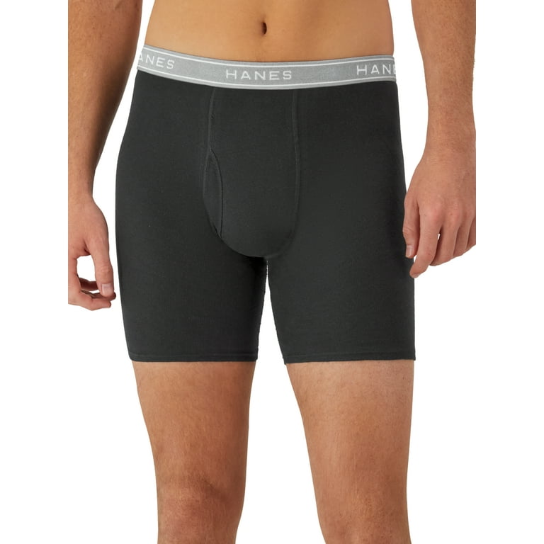 Hanes Men's Tagless, Breathable Boxer Briefs, Black/Grey, 3