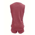 thumbnail image 5 of Buigttklop Pajamas Tank Top Lounge Sets Waffle Knit V Neck Sleeveless Outfits Sets Sleepwear Loungewear for Women, 5 of 5