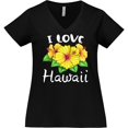 thumbnail image 3 of Inktastic I Love Hawaii Hibiscus Flowers Women's Plus Size V-Neck T-Shirt, 3 of 5