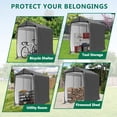 thumbnail image 6 of Howsvn 6 x 3ft Outdoor Bicycle Storage Shelter with roll-up Door & Ventilate Window, Bike Shed with Polyethylene Canopy, Waterproof Bicycle Cover, Dark Gray, 6 of 9