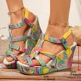 thumbnail image 3 of Modisza Platform Wedge Sandals Open Toe Slingback Dress Shoes High Wedges Party Slides Colorful Summer Vacation Sandal Pink size 6.5, 3 of 7