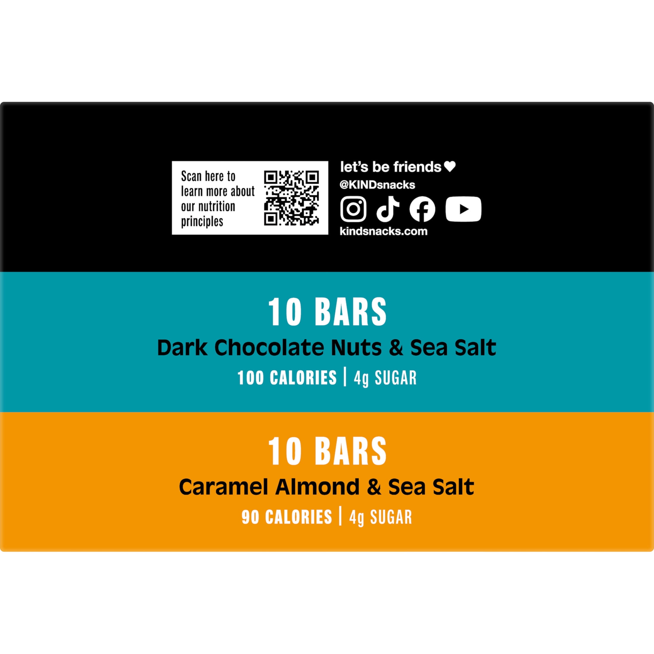 KIND Thins Bars Variety Pack, Dark Chocolate Nuts & Sea Salt, Caramel Almond & Sea Salt, 20 Snack Bars, 1 Box