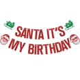 thumbnail image 1 of Cartel «Podemos esperar», rojo, con purpurina, para Papá Noel, Feliz Cumpleaños, 1 of 7