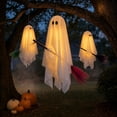 thumbnail image 6 of 3 PCS Halloween Light-Up Ghosts with Witch Hats, Spooky Ghost with Battery Included String Lights,Halloween-Ghost Lights for Porches Yards Gardens Lawn, 28/16in, 6 of 8