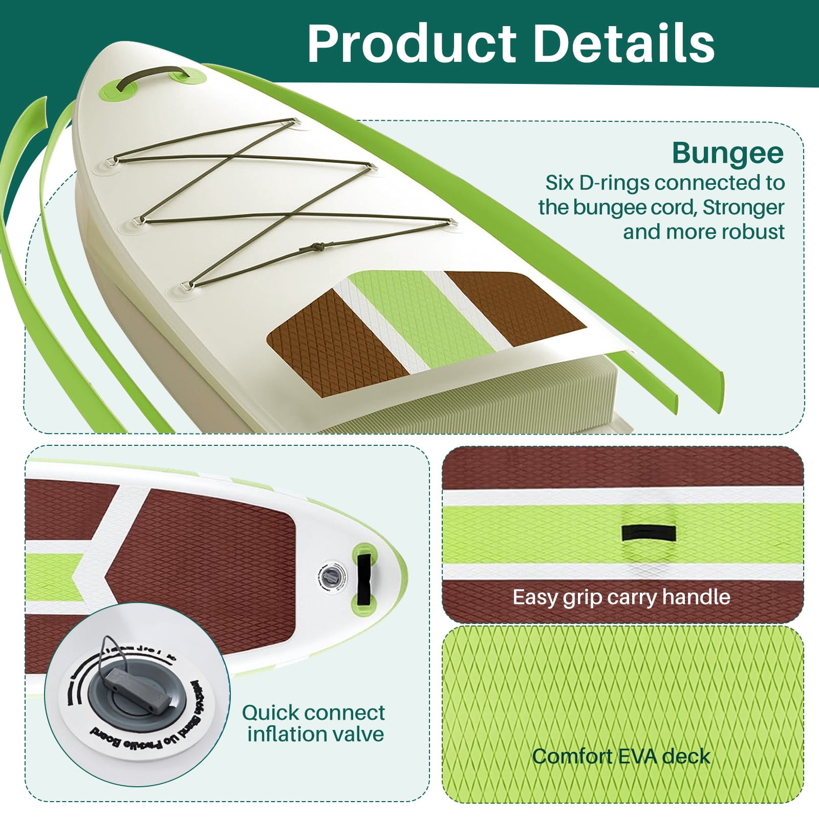 10'5" Inflatable Stand Up Paddle Board, Commercial Grade PVC ISUP with Non-Slip Deck, Complete SUP Accessories: Paddle, Pump, Leash & Backpack, All-Skill Level Water Sports Board, Brown